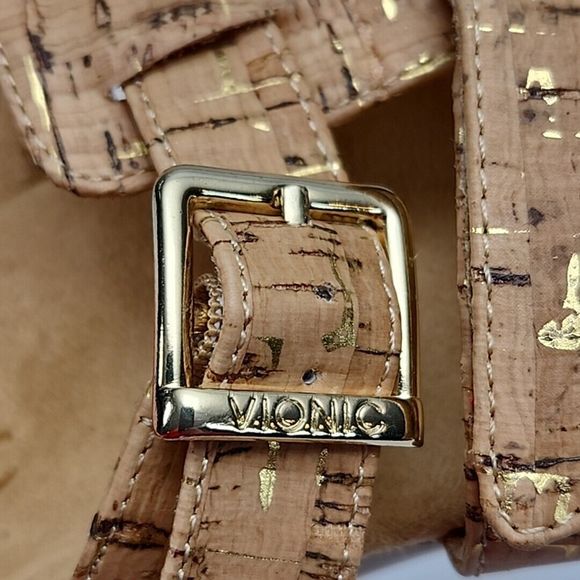 Vionic Radia Sandal Shoe 2" Wedge Heel Brown Cork Adjustable Women's 6 Slip On - Picture 8 of 16